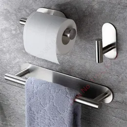 Self-Adhesive Stainless Steel Toilet Paper Holder – No-Drill Wall Mount, Rustproof SUS304, Horizontal Or Vertical Installation, Black Finish