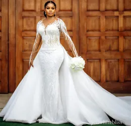 Elegant Lace Appliqued Mermaid Bridal Dress: Illusion From