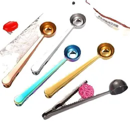 Coffee Scoop Clip 2 In 1 Long Handle Stainless Steel Spoon Food Bag Sealer Tea Scooper Silver I.66806287