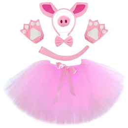 Set di costumi di maiale Orecchie di maiale Fascia per capelli Naso di maiale Papillon Coda Cosplay Mouse grigio Animale Hallloween Accessori per costumi da festa Regalo di Natale  200000532