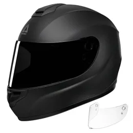 Retro Classic Full Face Motorcycle Helmet, DOT ECE Approved Street Bike Helmet With Sun Visor, Unisex-Adult Cafe Racer ATV UTV Scooter Helmets,Black Goggles,3XL