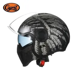 Vintage Duitse Stijl Open Face Motorhelm Retro Baseball Cap Halve Helmen Voor Scooter Bromfiets Cap Street Cruiser Jet Style ECE-Gecertificeerd 9,L= 57-59CM