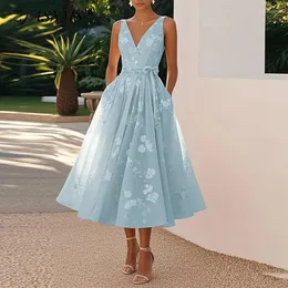 Fun Beach Cocktail Dresses Eliza 3D Floral Overlay Fit Flare Dress In Sky Blue, Size 12 Fun Beach Cocktail Dresses Eliza 3D Floral Overlay Fit Flare Dress In Sky Blue, Size 12