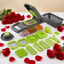 Tritatutto per verdure con 8 lame – Affettatrice a mandolina – Pro Food Chopper con contenitore – Verdure Insalata Cipolle Chopper – Affettatrice per