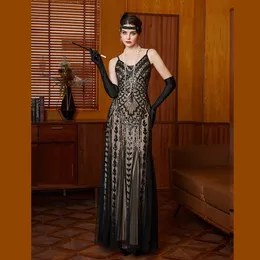 open lace back dress Vintage Beaded Prom Dresses with Slit Spaghetti Strap 1920s Evening Dress 22142 Pink / US10