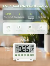 Sveglia Digitale da Viaggio,Sveglia Portatile Pieghevole da Viaggio LED Calendario della Temperatura Snooze Calendario Pieghevole e Temperatura e Timer Orologio LCD con Modalità Snooze, Sveglia