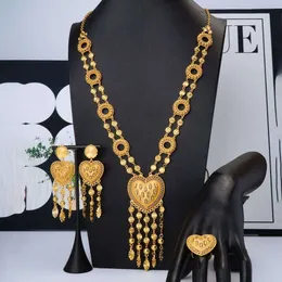 Luxury 24K Gold Plated Heart Jewelry Set – Necklace & Earrings – African Ethnic Style
