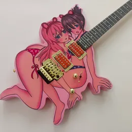 Guitarra Elétrica Rosa Com Escala De Jacarandá, De $1.583,35