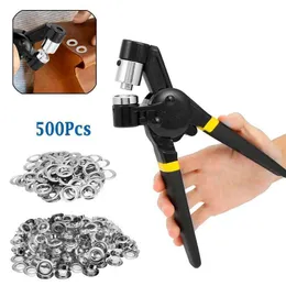 Eyelet Hole Punch Pliers Kit – 100 Metal Eyelets, Grommet Setter, For Fabric, Leather, Belts, Tarps, Paper – Durable Zinc Alloy & Carbon Steel