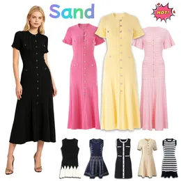 Lüks Tasarımcı Sandros Kadınlar Örme Bodycon Elbise Sıcak Damgalama Elmas Hollow Out Kabarcık Kollu Parti Elbise A1