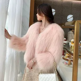 Stylish Faux Fox Fur Coat - Womens Slim Fit Winter Jacket