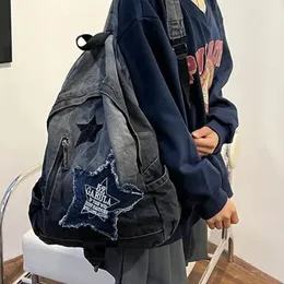 DHgate.com:Y2K Punk Denim Backpack: Large Capacity Star