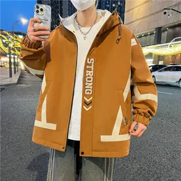 【 ollun 】 loose velor jacket Mens Streetwear Windbreaker: Spring/Autumn Loose Hooded