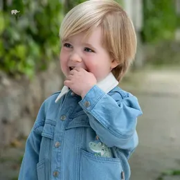 Vintage Letter Print Denim Kids Jackets Boys For Teen Girls