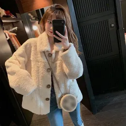 Artificial Lamb Plush Jacket Women Autumn Winter Long Sleeve Loose