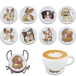 8-Piece Dog Diamond Painting Coasters Kit – DIY Pet-Themed Coasters With Holder, Art Craft Gift