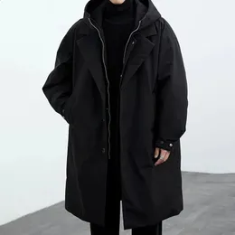 Mens Spring/Autumn Long Windproof Trench Coat, Solid Color