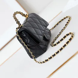 Luxury Mini Flap Bag With Mirror, Quality Crystal Chain, And