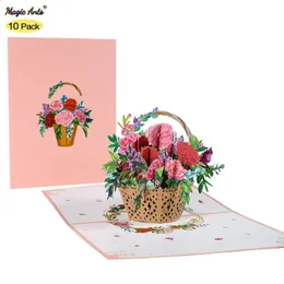 Biglietto Di Auguri Pop Up 3D Con Bouquet Di Rose Rosse, Fatto A Mano Con Busta, Per Compleanno, San Valentino, Festa Della Mamma, Anniversario (F22) - 6