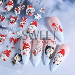 Nail Art Stickers 5D Stereoscopic Nail Decals Christmas Snowflakes Tree Exquisite Embossed Design Winter Nail Sticker