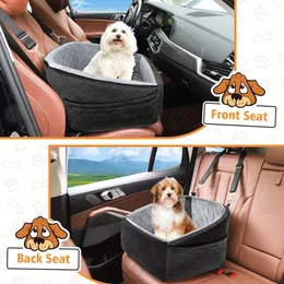 Dog Car Seat For Small/Medium Dogs, Memory Foam Dog Booster Seat Travel Safety Washable Removable Cover Storage Pockets Dogs 35 Lbs Black