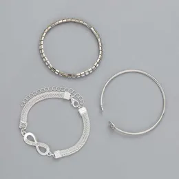 Silver Rhinestone Bangle Set Vintage Style Crystal Heart Bracelet for  Women, Adjustable Infinity Cuff