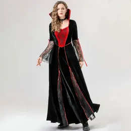 Disfraz De Vtido Largo De Halloween Para Mujer Patchwork Rojo