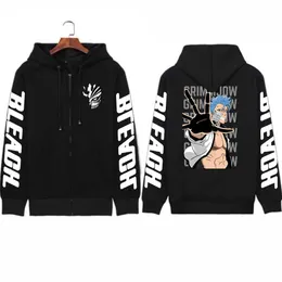 Mens Bleach Grimmjow Jaegerjaquez Zipper Hoodie Anime Harajuku