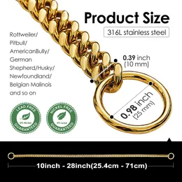 Stainless Steel 18K Gold Cuban Link Choke Chain For Dogs