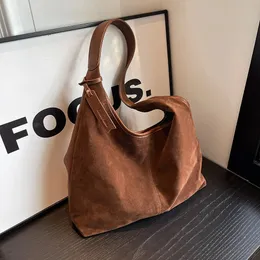 Women's Suede Shoulder Bag - Slouchy Tote with Magnetic Closure, Retro  Handbag for Work & Travel