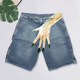 DHgate.com:Mens Denim Shorts with Hand-Printed Hop Style