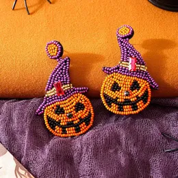 NEWEI Halloween Acrylic Pumpkin Black Cat Dangle Earrings - Handmade Women's Jewelry