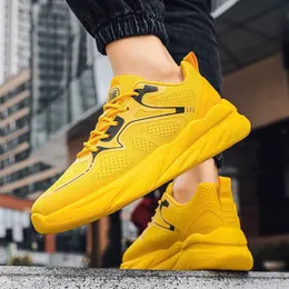 Platform Sneakers Men Lightweight Yellow Athletic Shoes