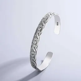 アクセサリー Vintage Silver Wide Wave Caff Bangle 925 925 Sterling Silver Bangles, Retro Wave Design Bangle, Sweet