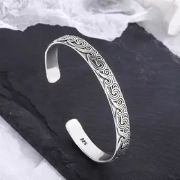 アクセサリー Vintage Silver Wide Wave Caff Bangle 925 925 Sterling Silver Bangles, Retro Wave Design Bangle, Sweet
