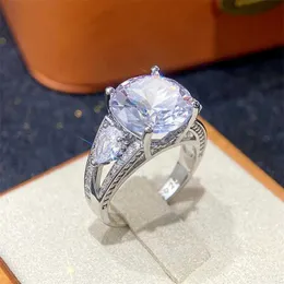 Sterling Silver Engagement Ring With 3.5ct CZ - Solitaire Wedding Band For Women Sizes 5-10