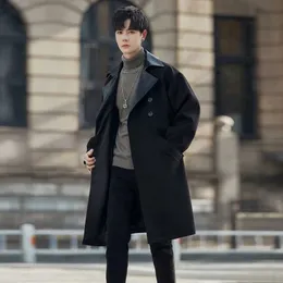 【LURAKU】Collar Switch Long Trench Coat LURAKU】Collar Switch Long Trench Coat 2025 Mans Double