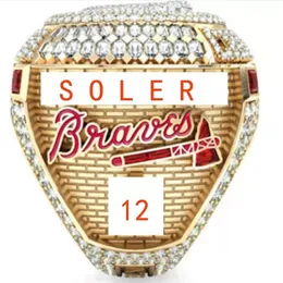 9 Spelare Namn Ring Soler Man Albies 2021 2022 World Series Baseball Braves Team Championship Ring With Wood Display Box SOU219H