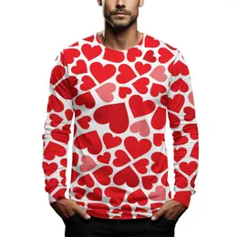 Camisetas masculinas Dia dos Namorados Roupas Malhas Love Print Moda Casual Roupas de Manga Comprida Para Homens