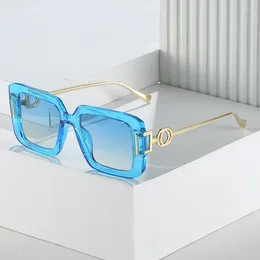 Güneş Gözlüğü 2024 Kare İki Daire Kadın Moda Plajı Renkli Güneş Gözlükleri Kızlar Lüks Alaşım Bacakları Gafas de Sol UV400