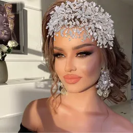 Gümüş altın ışıltılı başlıklar küpe saç bantları shinning tiaras ve taçlar gelin kristal düğün kraliçe kral çiçek saç takı kadınlar için kafa aksesuarları