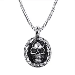 Mens Bike Necklaces Stainless Steel Vintage Skull Motorbike Chain Pendant Necklace for Men Boy Punk Style Jewelry PN-706222p