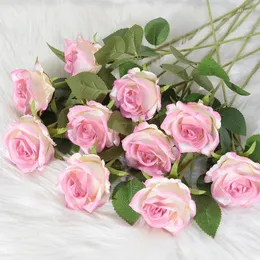 Kwiaty dekoracyjne 1PCS Symulacja róża pojedyncza jedwabna tkanina Fałszę kwiat Wedding Home Auditorium Dekoracja Bukiet Mały Paris Hurtowa F6006