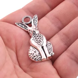 Lepre in argento antico con ciondolo nodo nordico Totem vichingo Coniglio animale Talismano Amuleto religioso Accessori per gioielli220r