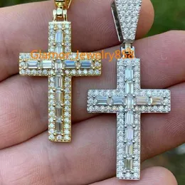 Крест-подвеска Baguette Cross Iced Out из стерлингового серебра S925 с муассанитом в стиле хип-хоп