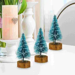 Juldekorationer 24 datorer Mini Tree Festival Desktop Decor Artificial Party Decorative Supplies Wood