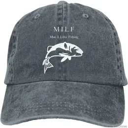 Vintage baseball czapka Milf Man uwielbiam łowić jeansowe czapki ciężarówek czapki tato czapka