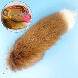 40 cm Animal Tail Nyckelring Fox Fur Tail Charm Handväska Pendant Tillbehör Fluffy Keys Holder Keyring Gift for Women Girl