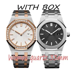 Box Luxury Women Watch Diamond Watch Full Stainless Steel Quartz Movement Watches 고품질 여성 시계 15400 Sapphire Lady Watch Fashion Wristwatches
