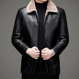 ZDT-8046 Winter Men's Genuine Leather Down Coat Sheepskin Jacket Flip Collar Thickened Fur Integrated Casual Plus Fat Plus Coat 231229